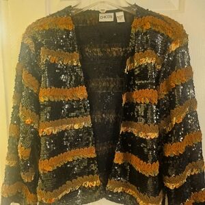 Chico's Sequin Jacket in Black and Gold